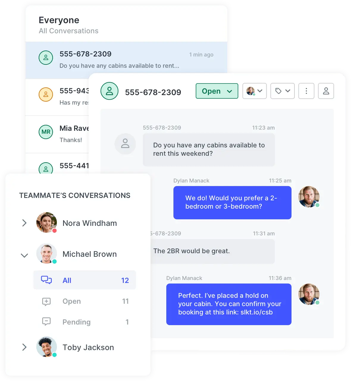 Conversational messaging. One on one. Conversational messaging. One on one.